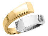 14K White and Yellow Gold Square Overlapping Ring Band